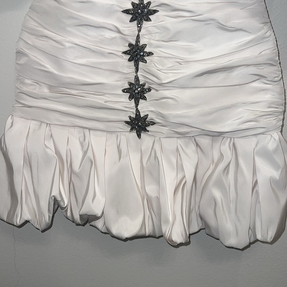 Aliette Ruched Silk Faille Off The Shoulder Mini Dresss - Picture 7 of 13